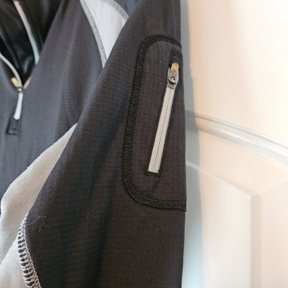 LL Bean Quarter Zip Sweatshirt Mens‎ Medium Black Gray Hiking Outdoors Gorpcore - Picture 7 of 8